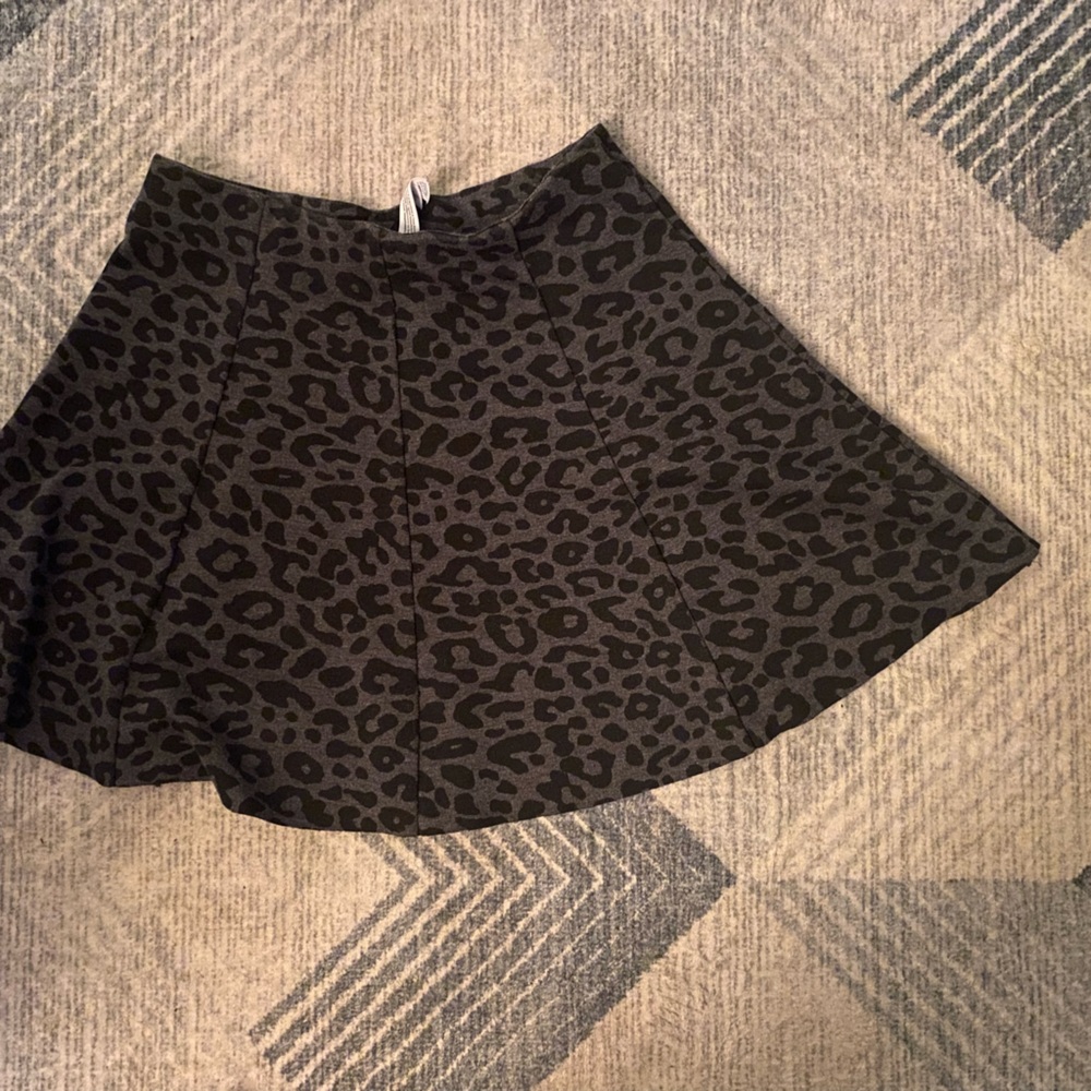 Aeropostale Charcoal Leopard Asymmetrical Skirt